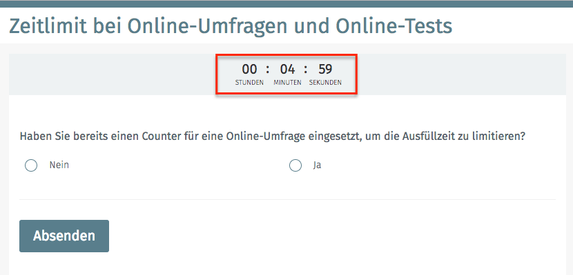 Zeitlimit bei Online Umfragen und Online Tests