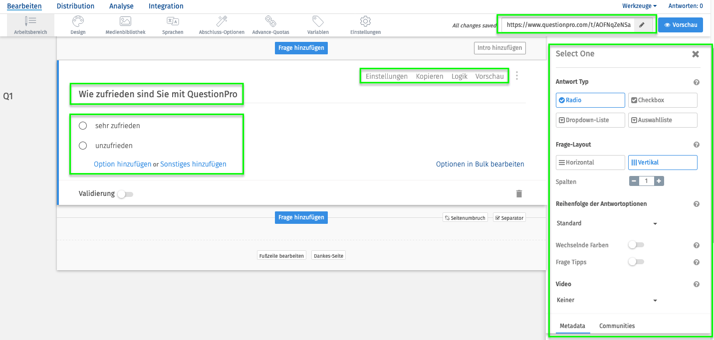 Customize question within the questionnaire