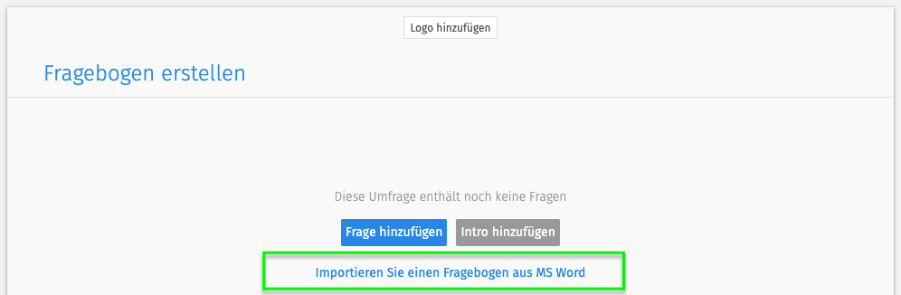 Fragebogen importieren aus MS Word