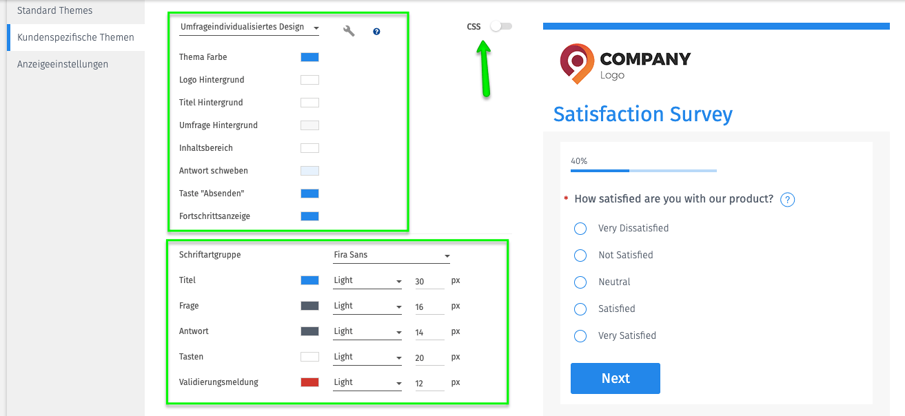 Create and customize questionnaires