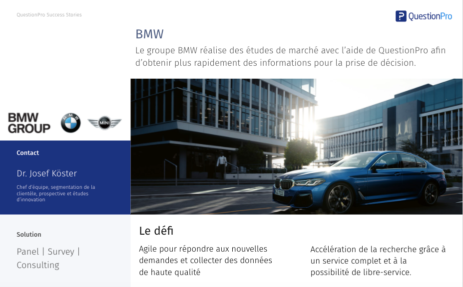 BMW utilise pour les études de marché QuestionPro