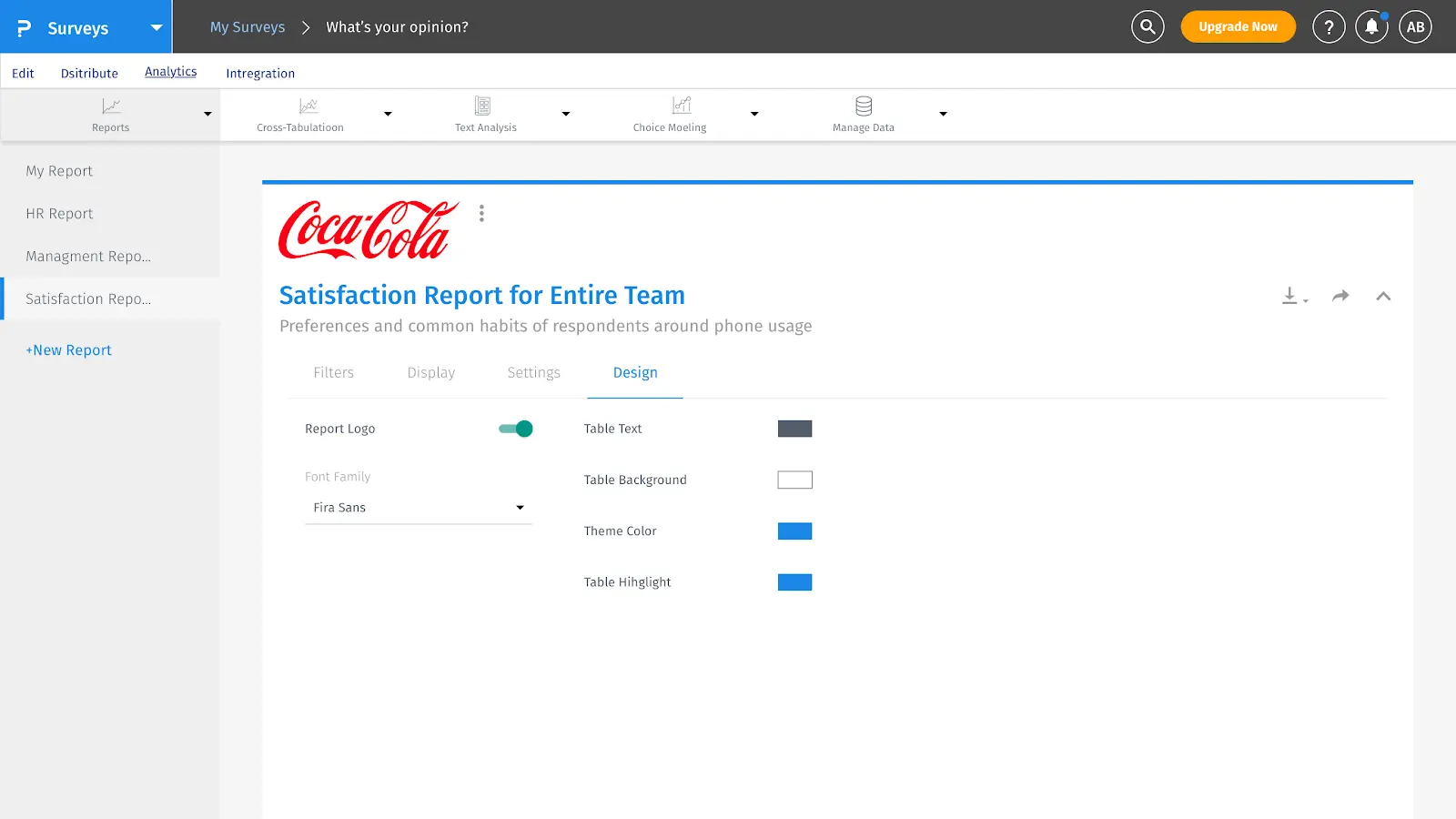 Custom analytics dashboard