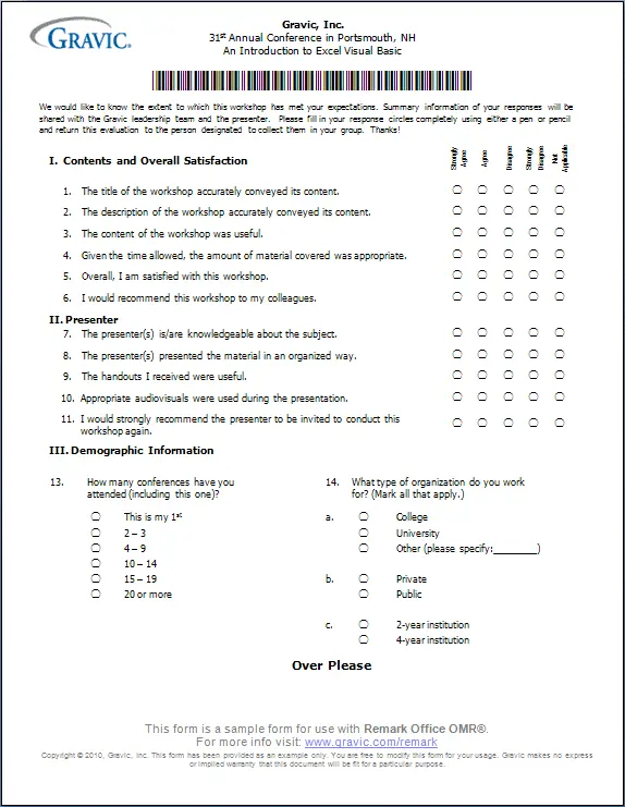 Gravic event satisfaction survey