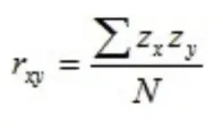 Correlation coefficient according to Pearson calculation